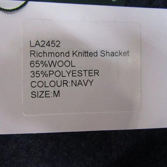 NEW ALAN PAINE Men's US M Richmond Wool Blend Knitted Shacket Shirt Jacket Navy - Picture 7 of 11